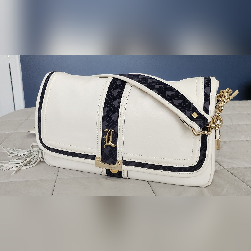 L.A.M.B. Leather Purse With Navy & Gold Details